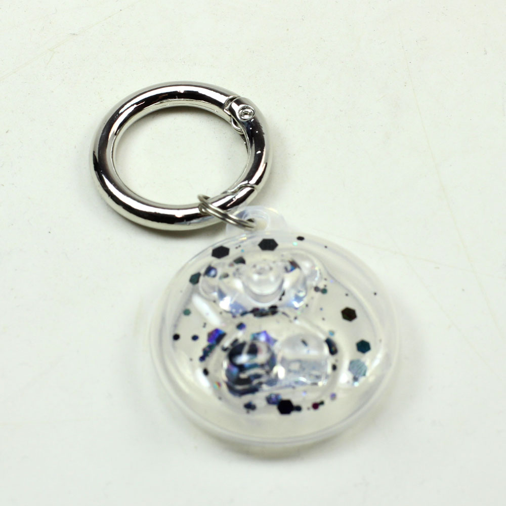 Glitter Crystal Shinny Case Cover with Hook for Apple AirTag (BLACK BEAR)